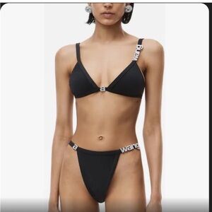 Alexander Wang Black Logo-Trim Triangle Bikini Set
